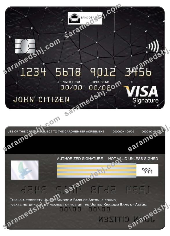 United Kingdom Bank of Aston visa signature card